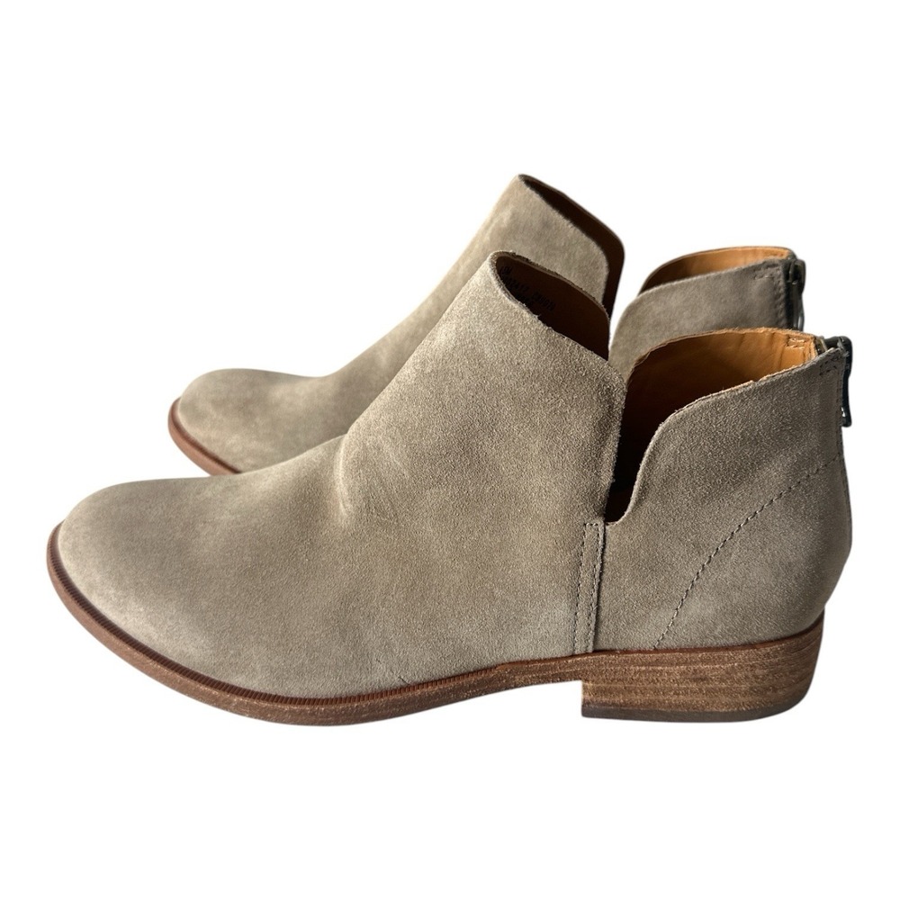 New Kork Ease Ankle Boots‎ Booties Women's Size 6.5 Suede Zip Taupe Brown